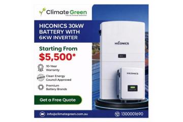 Hiconics 30kW Battery + 6kW Inverter From $5,500*  