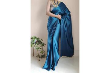Purchase Gulbhahar Plain Satin Saree to Add Elegance to Your Ethnic Outfits