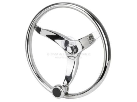 STEERING WHEELS - STAINLESS STEEL WITH KNOB 3 Spoke S/S