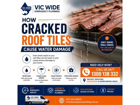 Cracked Roof Tiles Causing Water Damage? Call Vic Wide Emergency Plumbing