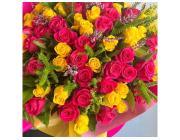 Summer Season 2026 – Pink and Yellow Rose Bouquet in USA | Fresh Flower Delivery