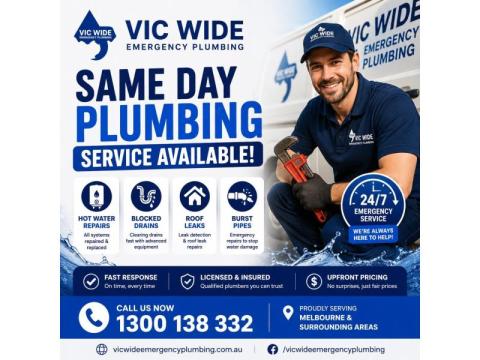 Same Day Plumbing Service Available in Melbourne