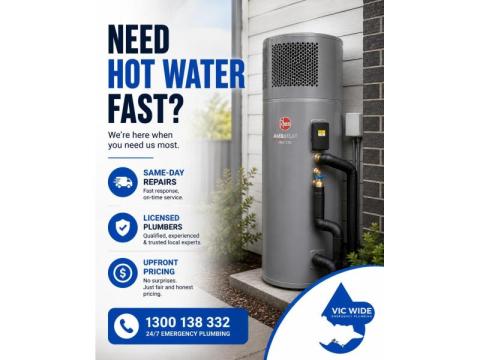 Need Hot Water Fast? Call Vic Wide Emergency Plumbing!