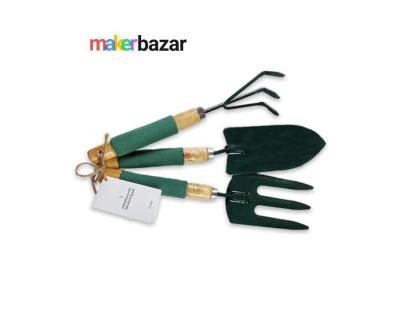 3Pcs Garden Tool Set with Wooden Handle & Foam Grip