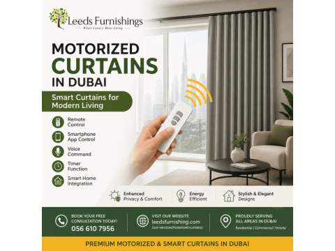 Motorized & Smart Curtains in Dubai - Leeds Furnishing