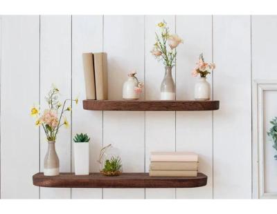 Long Floating Shelves in Mahogany for Elegant Wall Storage
