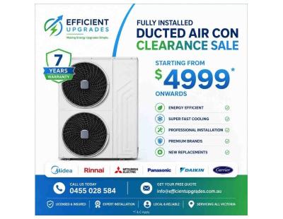 Ducted Air Conditioning Clearance Sale – From $4,999 Installed!
