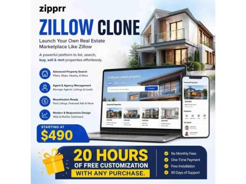 Zipprr Zillow Clone – Real Estate Agent & Agency Marketplace App for $490