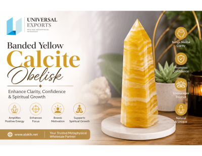 Banded Yellow Calcite Obelisk – Enhance Clarity, Confidence & Spiritual Growth