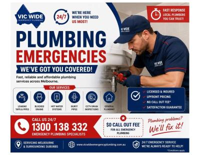 24/7 Emergency Plumber Melbourne | No Call Out Fee | Fast Local Plumbing Services*