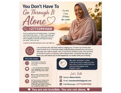 You Don’t Have To Go Through It Alone +27733991668