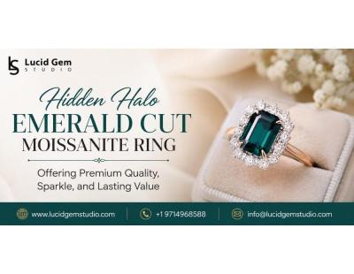 Hidden Halo Emerald Cut Moissanite Ring Offering Premium Quality, Sparkle, and Lasting Value