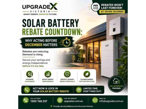 Solar Battery Rebate Countdown – Act Before December | UpgradeX Victoria
