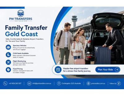 Comfortable Gold Coast to Brisbane Airport Transfer for Families