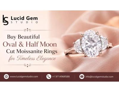 Buy Beautiful Oval & Half Moon Cut Moissanite Rings for Timeless Elegance
