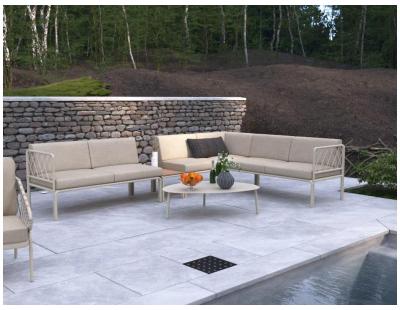 Seville Config J Latte Corner Sofa for Elegant Outdoor Lounging