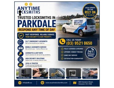 Trusted Locksmiths in Parkdale Respond Any Time of Day