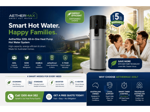 AetherMax 320L Smart Heat Pump Hot Water System