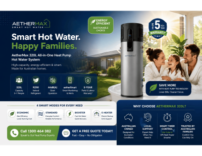 AetherMax 320L Smart Heat Pump Hot Water System
