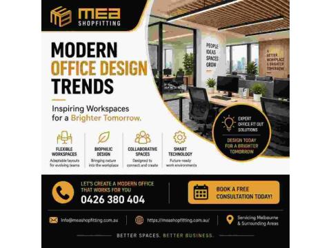 MEA Shopfitting – Modern Office Design Trends for Melbourne Businesses