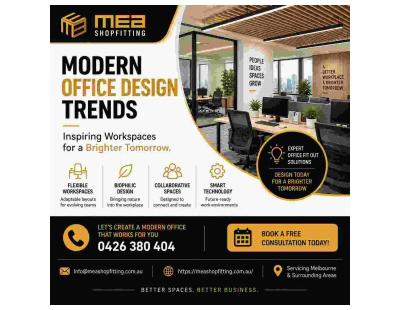 MEA Shopfitting – Modern Office Design Trends for Melbourne Businesses