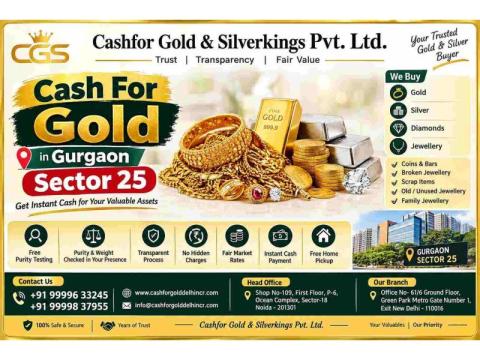 Cash For Gold in Gurgaon Sector 25 with Free Testing