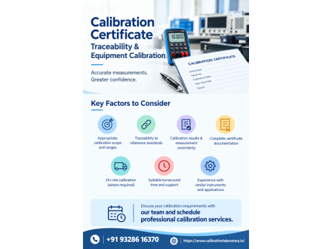 Calibration Certificate, Traceability & Equipment Calibration