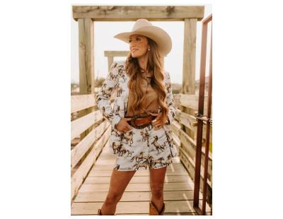 Get Printed High Waisted Shorts for Women for Columbus Day