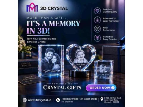 Personalised Photo Crystal Gifts with 3D Engraving in Chennai