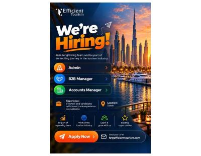 We’re Hiring | Efficient Tourism, Dubai