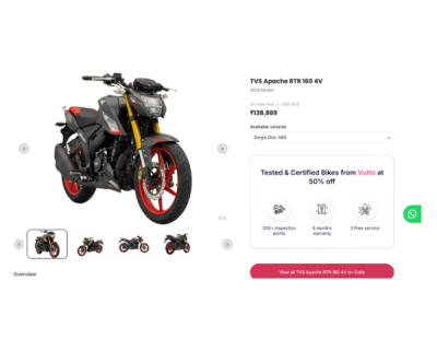 TVS Apache RTR 160 4V Price, Specs, Mileage, Reviews & Photos