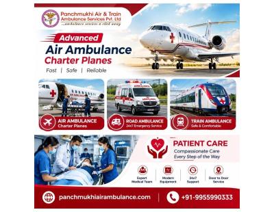 Panchmukhi Emergency Air Ambulance in Guwahati - Bed-to-Bed Air Ambulance Transfer