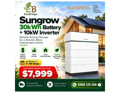 Sungrow 30kWh Battery + 10kW Inverter – $7,999