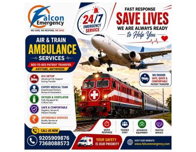 Falcon Low Cost Train Ambulance in Guwahati- Cost containment allowed during booking