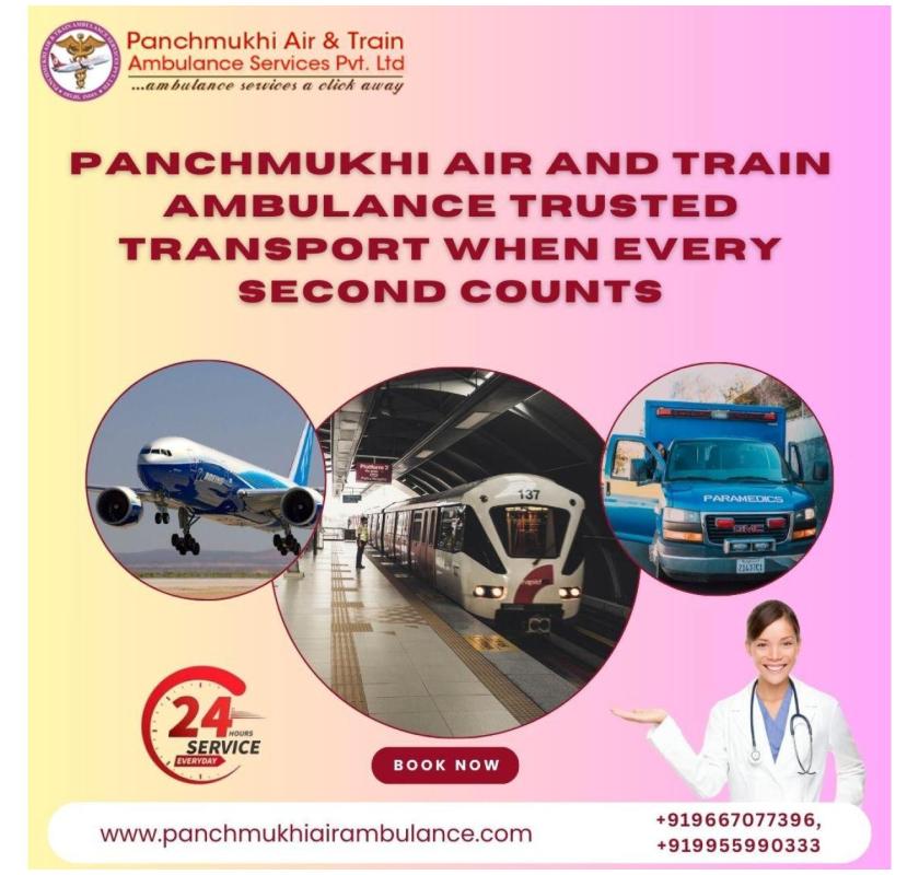 Obtain Panchmukhi Train Ambulance Service in Raipur, accompanied by a proficient medical team