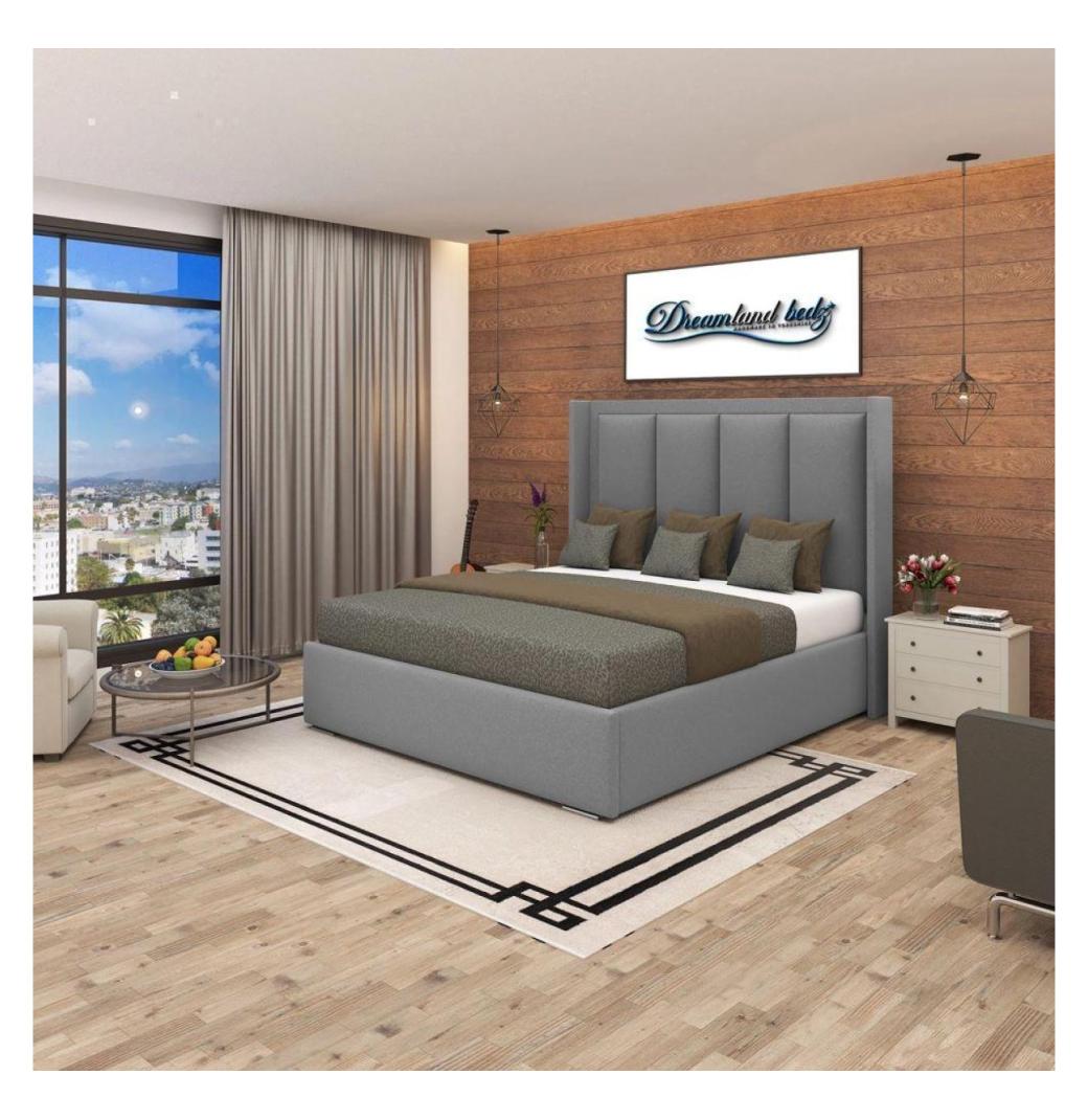 2025 Columbia Wingback Bed Frame in Grey Plush { Optional ottoman storage }
