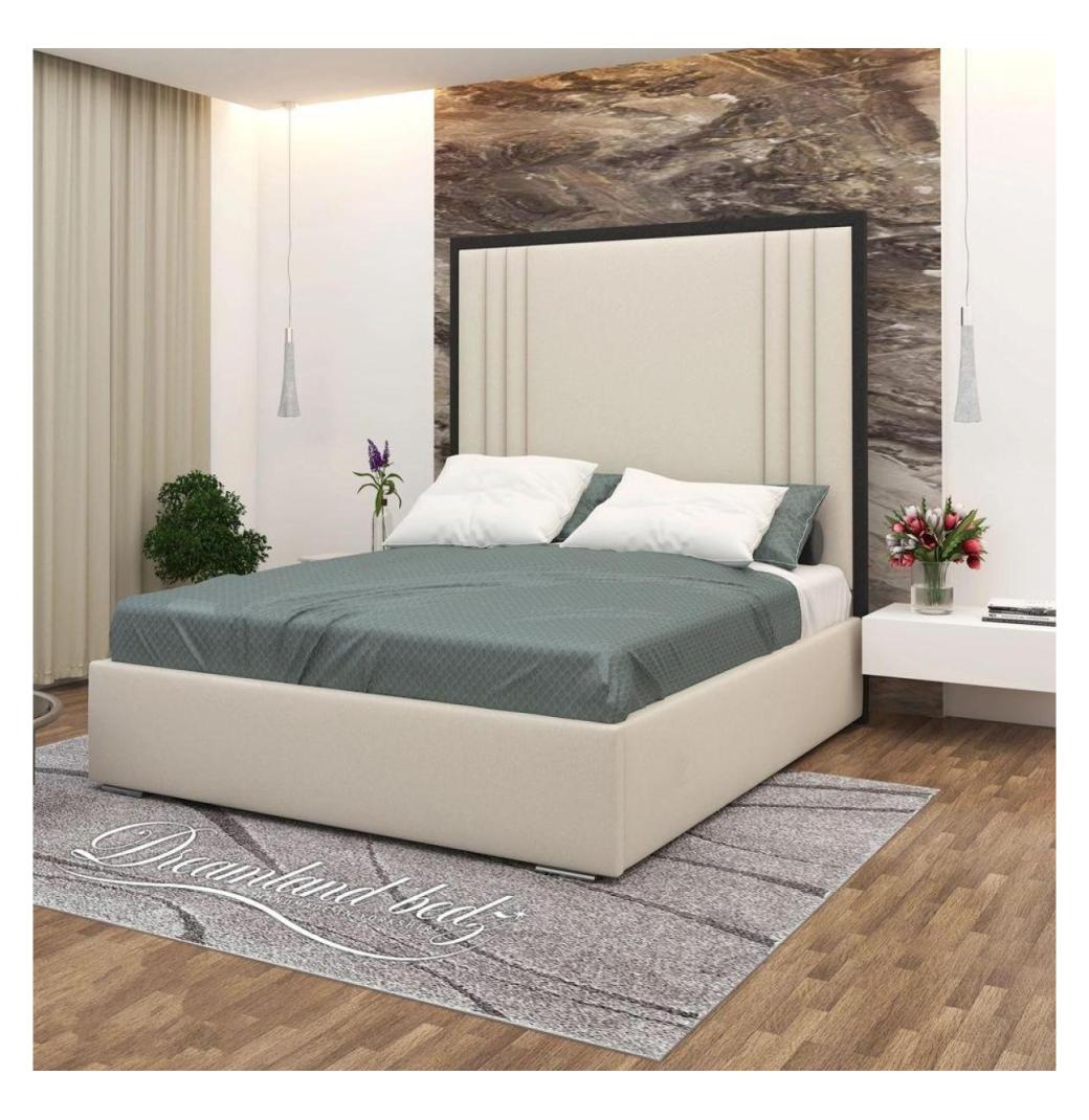 2025 Ibiza Black Trim Bed Frame With Black Plush and Cream Plush fabric - 1/3
