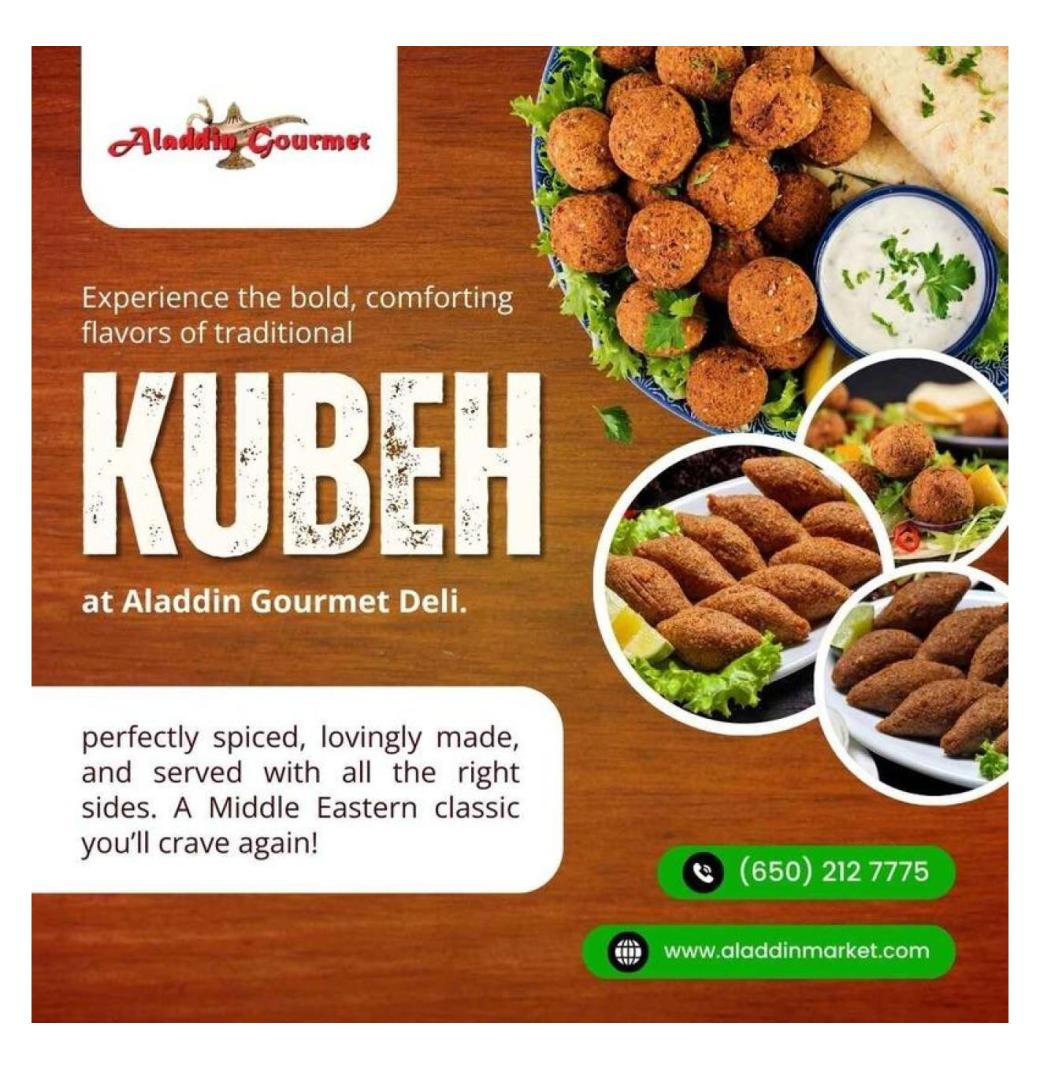 Experience the bold, comforting flavors of traditional KUBEH at Aladdin Gourmet 
