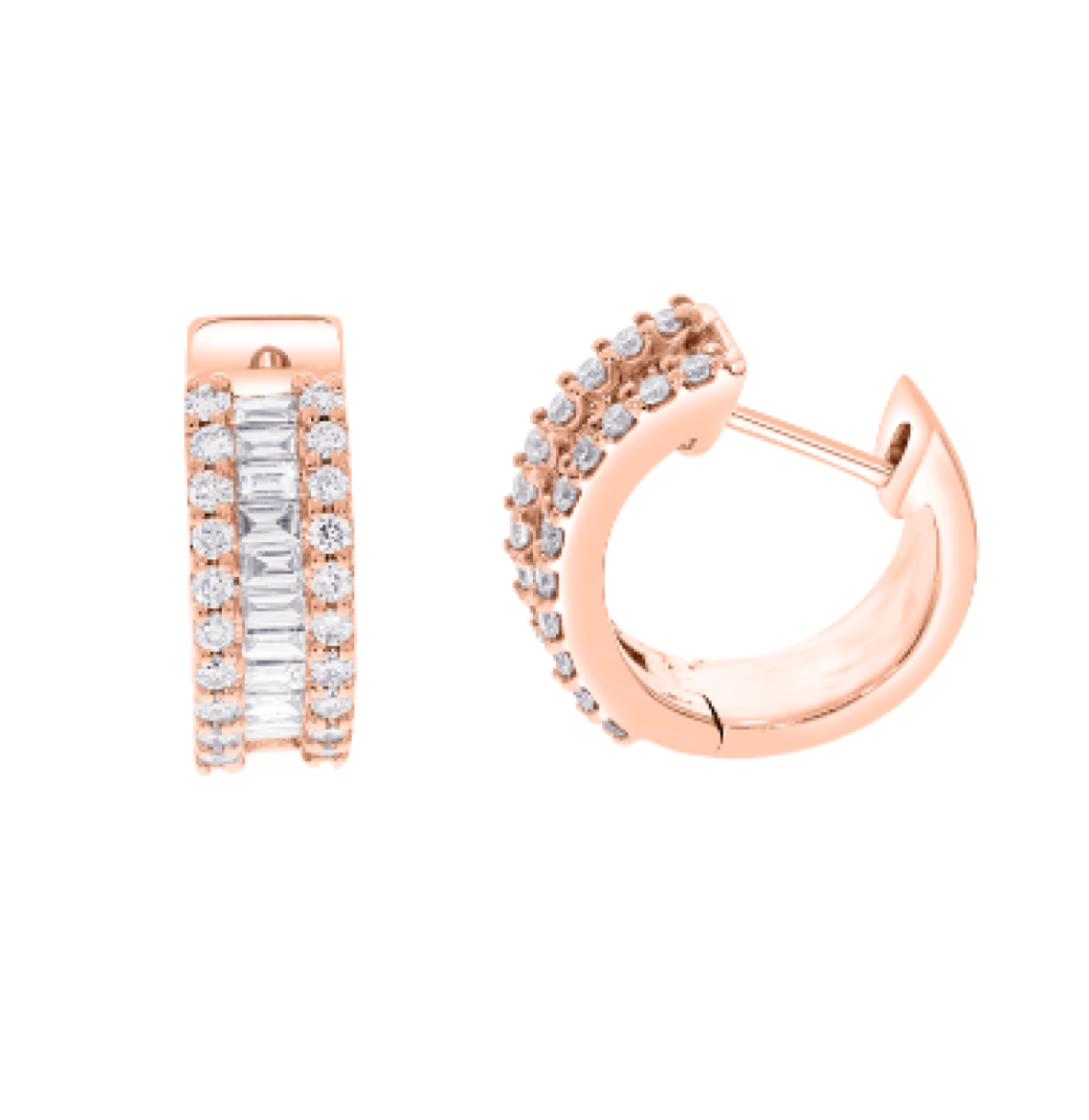 BAGUETTE AND ROUND DIAMOND HOOPS | Marlows Diamond  