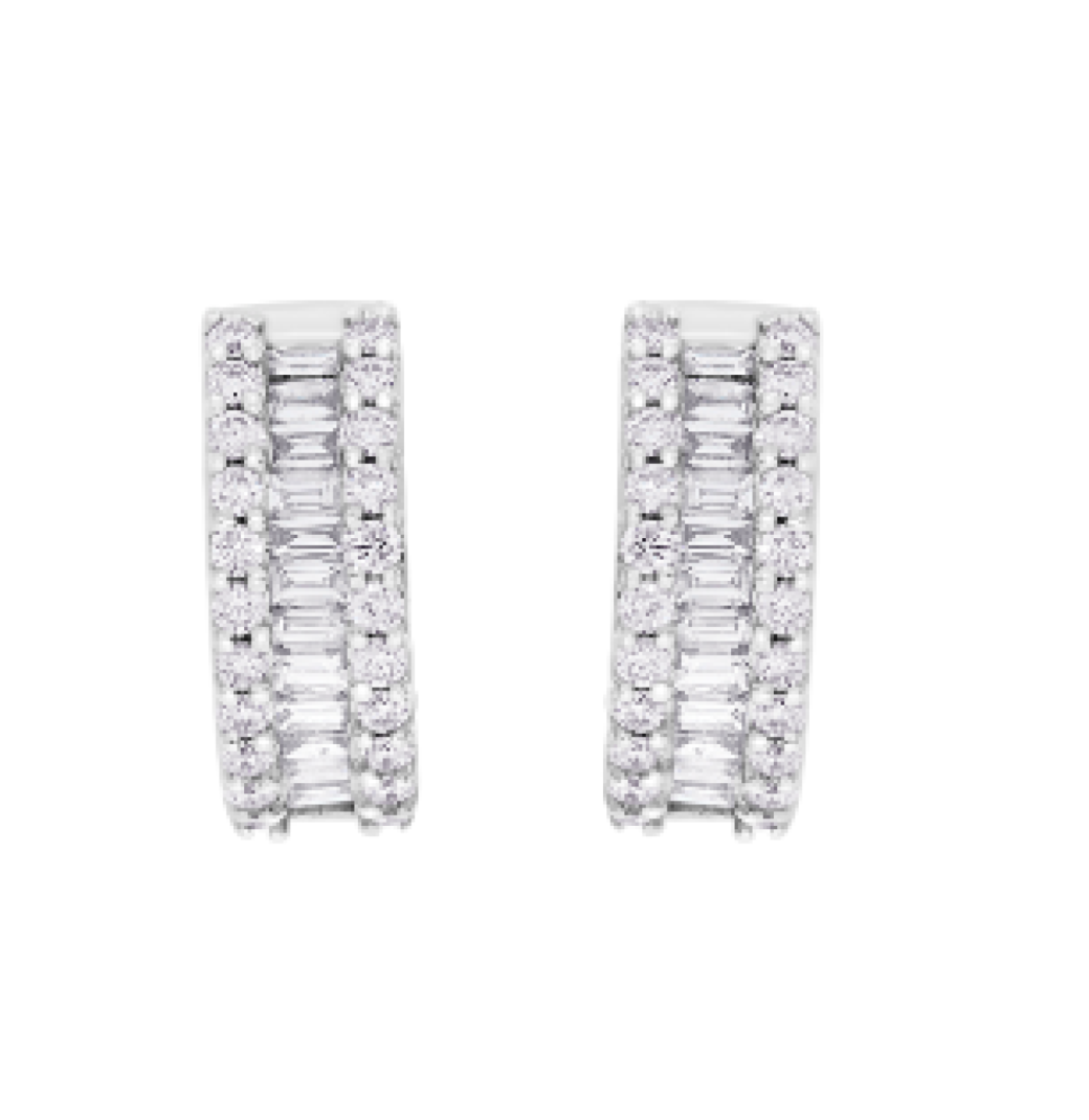 BAGUETTE AND ROUND DIAMOND HOOPS | Marlows Diamond   - 2/2