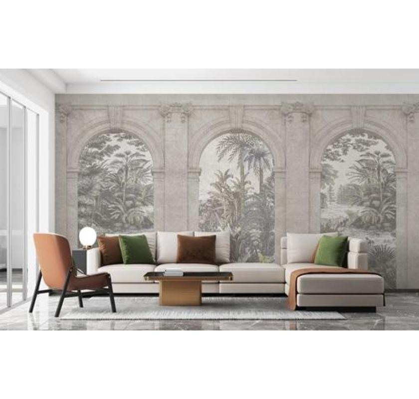 Forest Vintage Tropical Gray Wallpaper