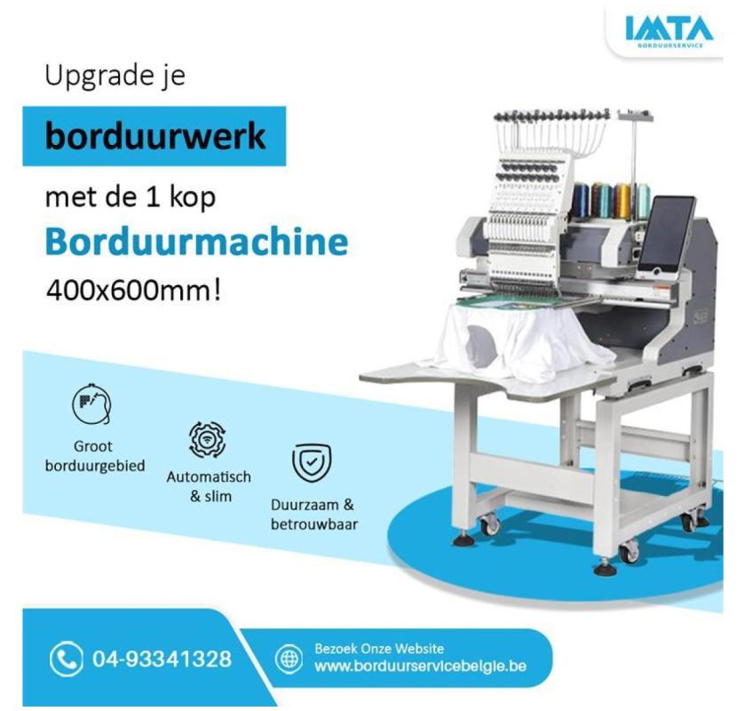 Upgrade je Borduurueerk met de 1 Kop Boduurmachine 400x600 mm !