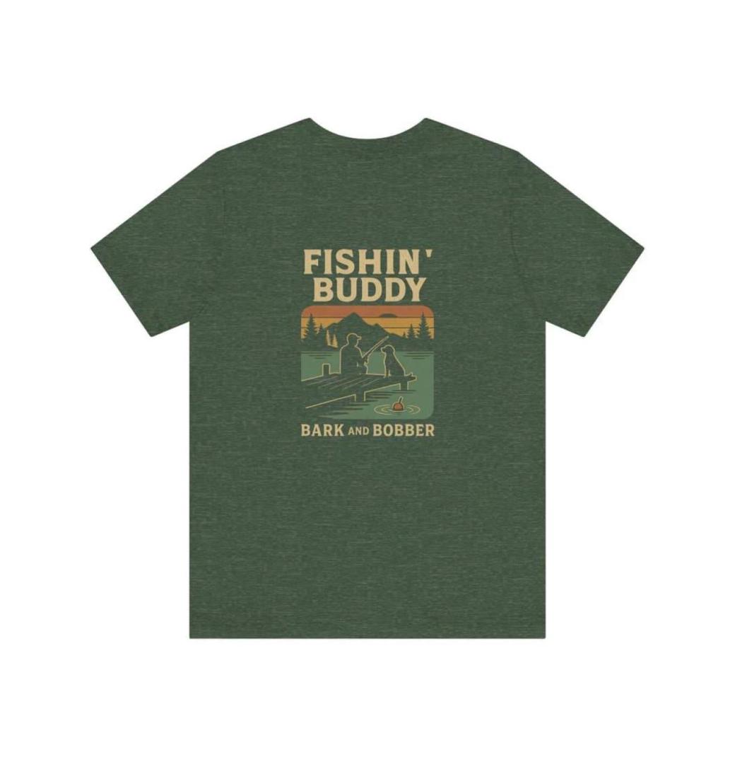 Fishing Buddy T-Shirt – Ideal Gift for Fishermen & Dog Lovers