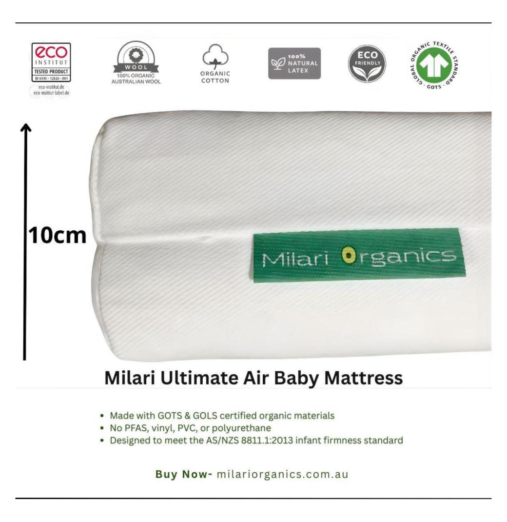 What makes Milari Organics baby cot mattress stand out in Australia?