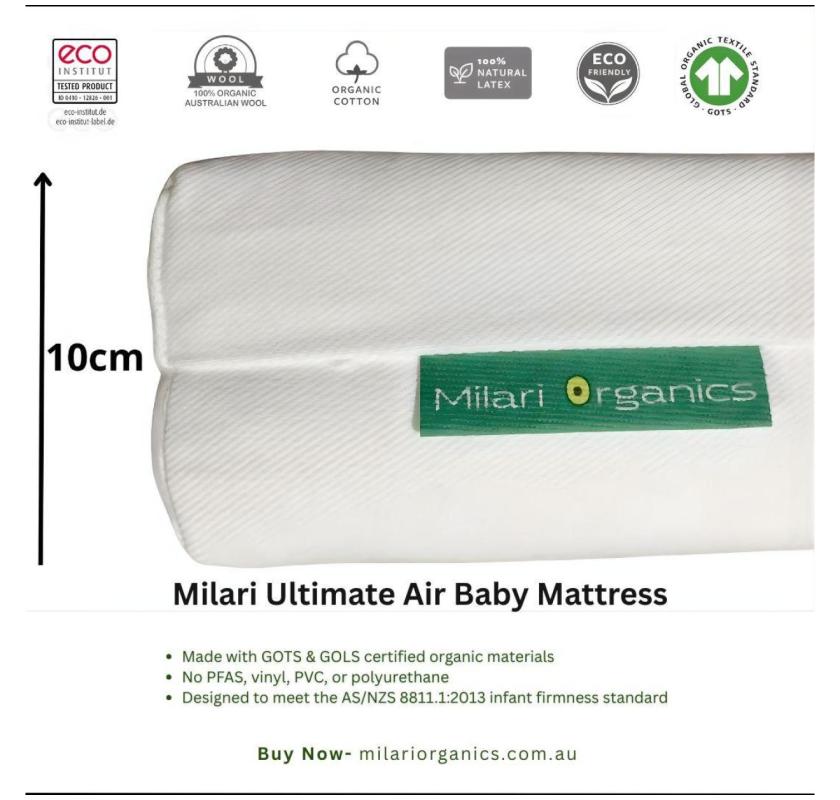 What makes Milari Organics baby cot mattress stand out in Australia?