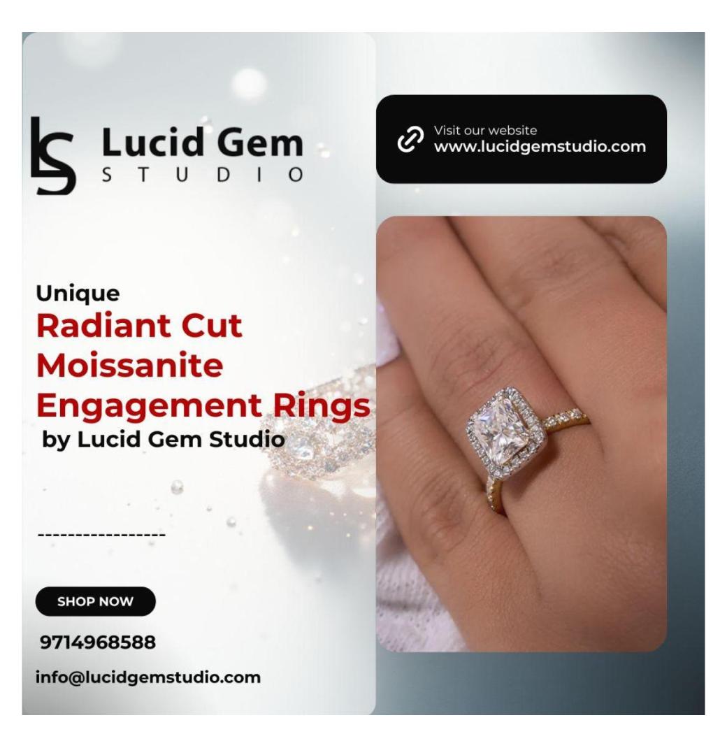 Unique Radiant Cut Moissanite Engagement Rings by Lucid Gem Studio