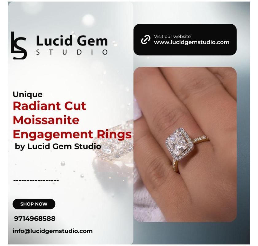 Unique Radiant Cut Moissanite Engagement Rings by Lucid Gem Studio
