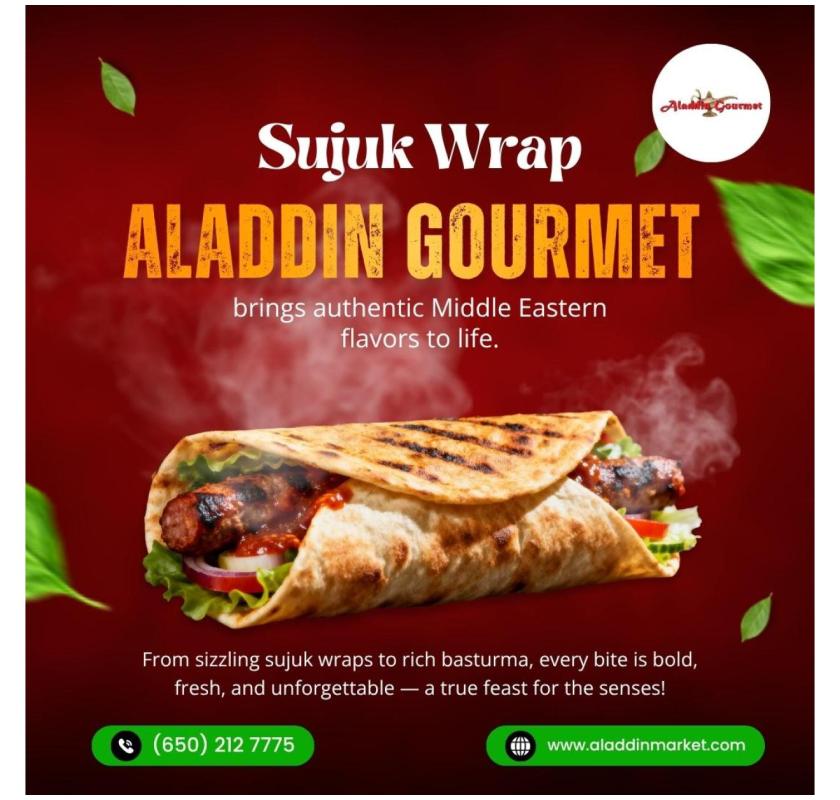 Sujuk Wrap ALADDIN GOURMET Brings Authentic Middle Eastern Flavors to life.