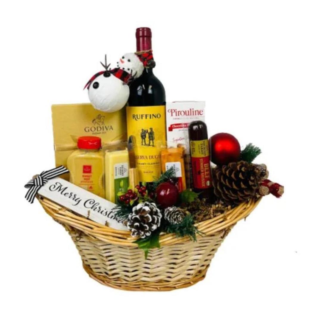 Order Online Christmas Wine Gift Basket with Doorstep Delivery Service