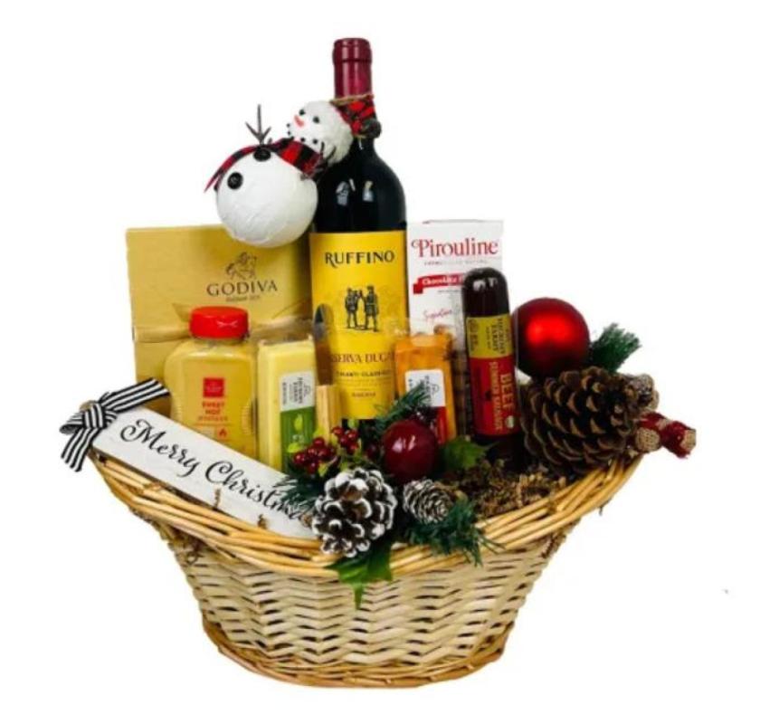 Order Online Christmas Wine Gift Basket with Doorstep Delivery Service